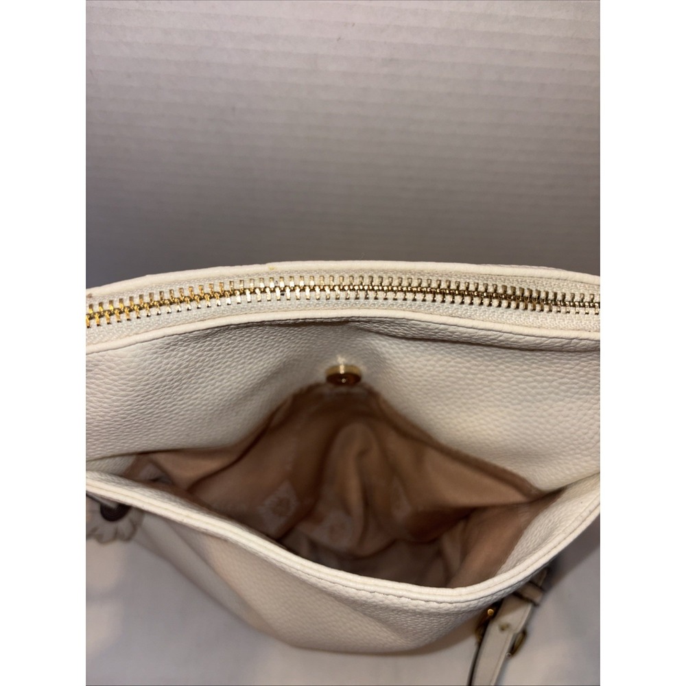 Anne Klein Woman, White Textured Crossbody Leather Sling Bag - Picture 6 of 9
